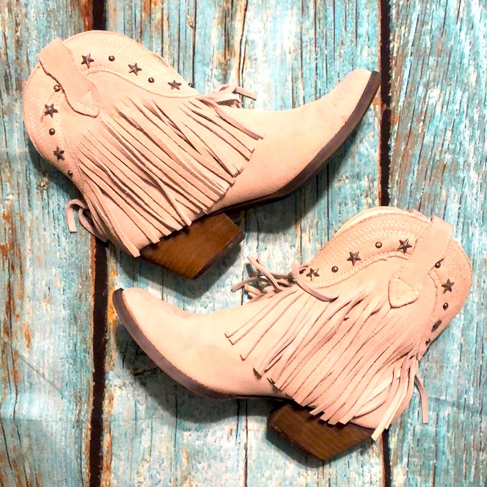 Very Volatile Genuine Suede Fringe Boho Booties - Picture 8 of 14